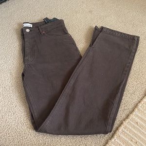 ZARA High Waisted Straight Leg Split Jean - Brown 🫶🏼